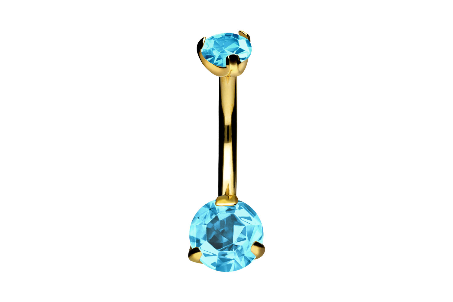 Titan Mini Bananabell Piercing mit Innengewinde 2 KRISTALLE
